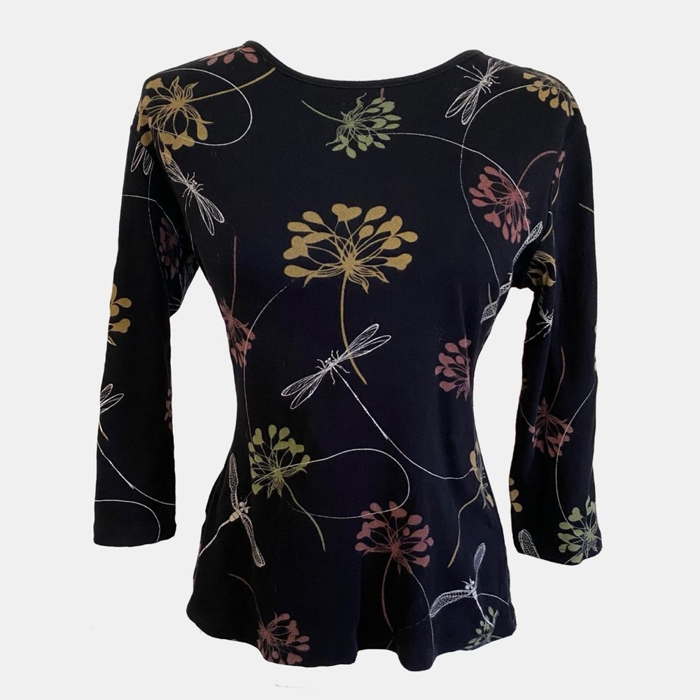 Floral Print 90s Black Top